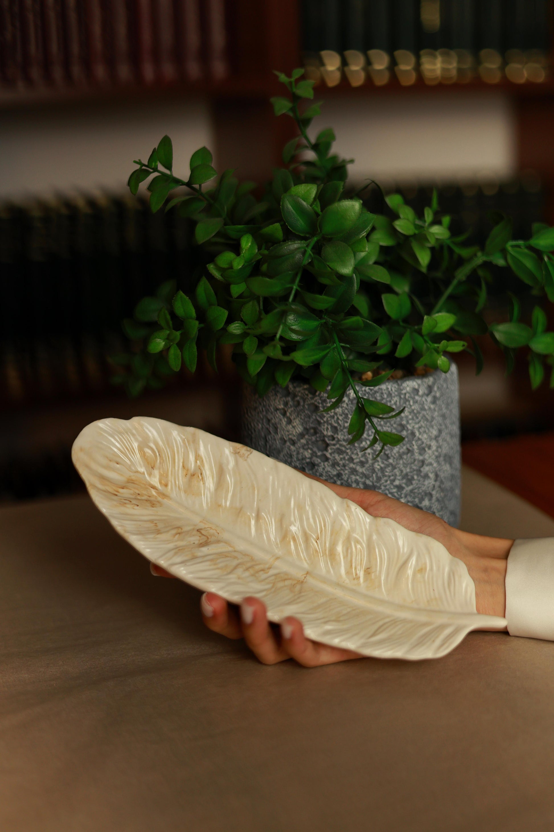 Set tăvițe Kaia din jesmonite, finish lucios, 18×13 și 23×8 cm, rezistente la apă și foc
Tăviță Kaia din jesmonite folosită ca suport pentru figurine din ceară (figurine neincluse)